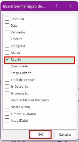Inserindo Segmentação de Dados no Excel
