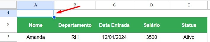 Atalho para Data Atual no Google Sheets