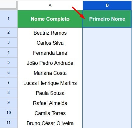 Criando Coluna no Google Sheets