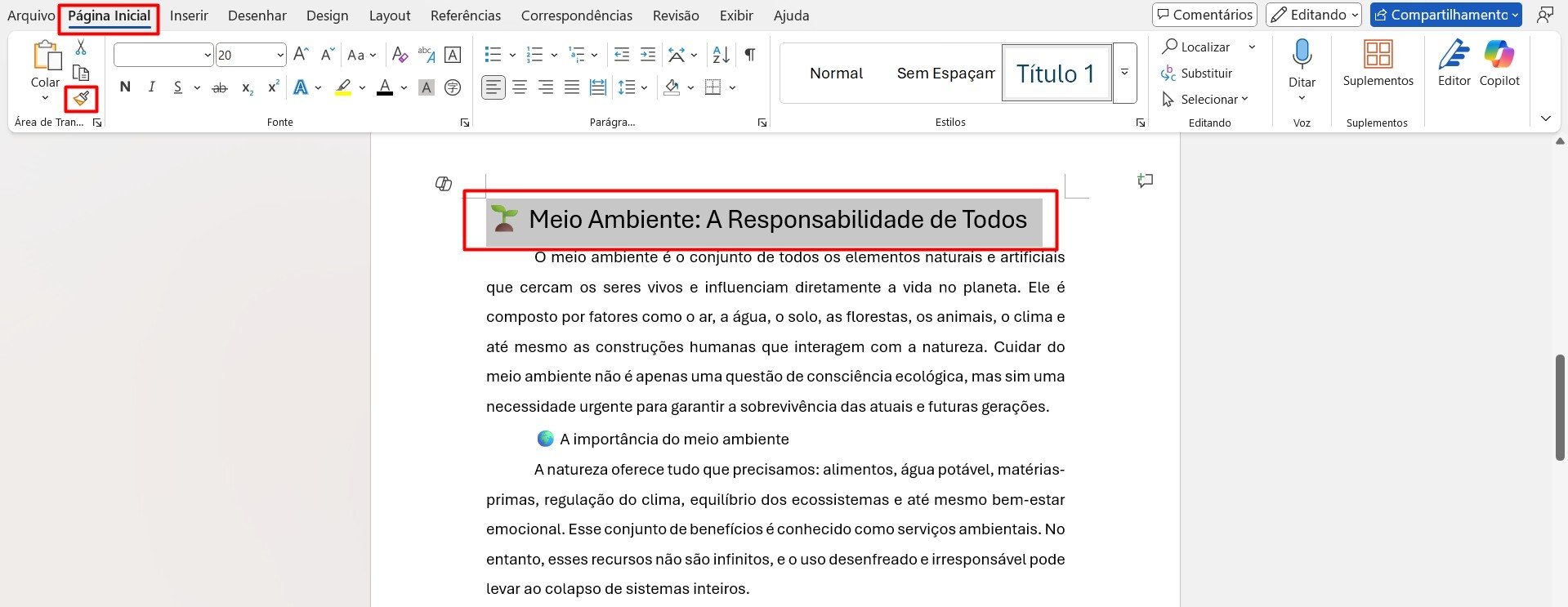 Pincel de Formatação no Word
