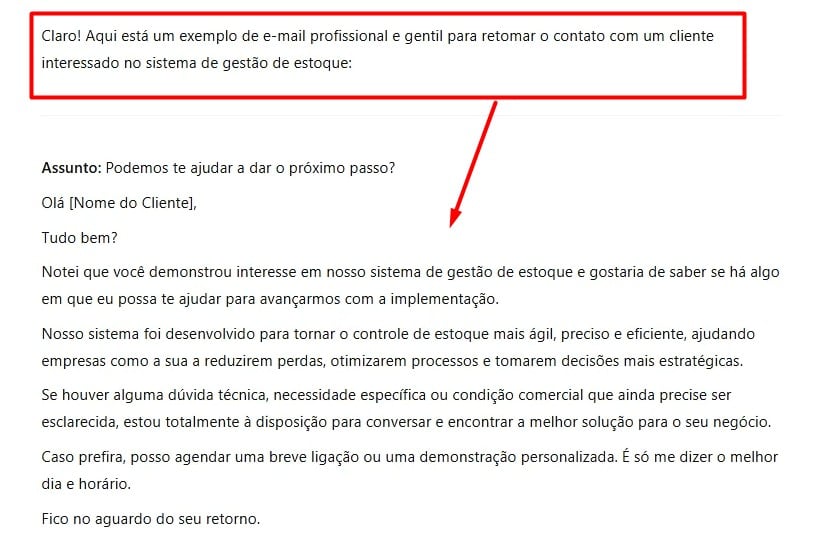 Resultado da IA com o Prompt Enviado ao ChatGPT