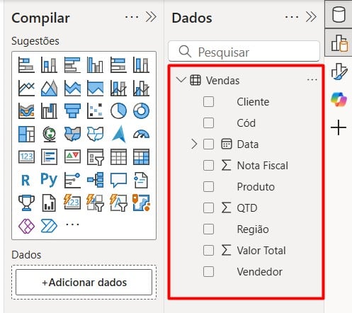 Tabela de Vendas do Excel Importada para o Power BI