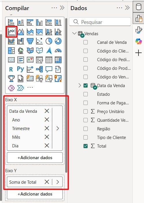 Criando Gráfico de Linhas no Power BI