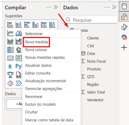 Criando Nova Medida no Power BI