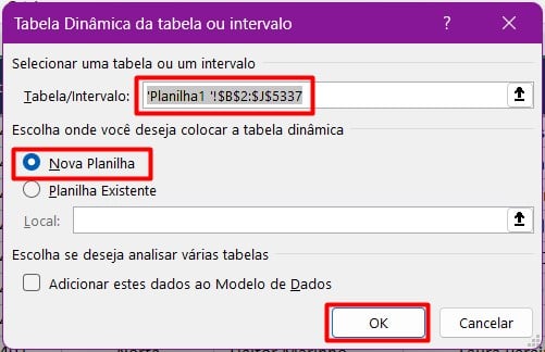 Inserindo Tabela Dinâmica no Excel