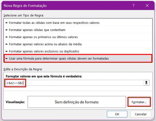 Personalizando Regra para Formatação Condicional no Excel