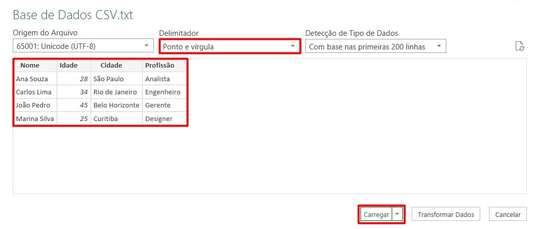 Abrindo Arquivo em CSV no Excel