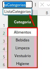 Nomeando Lista no Excel