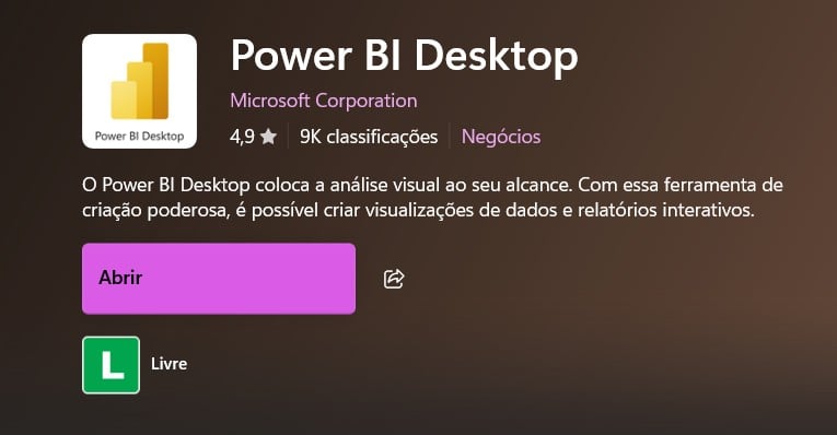 Power BI Desktop Disponível