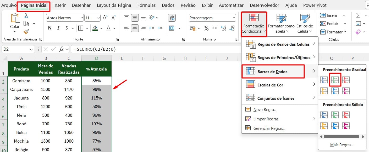 Aplicando Formatação Condicional no Excel