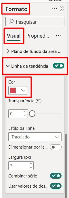 Ativando Linha de Tendência do Gráfico de Linhas no Power BI