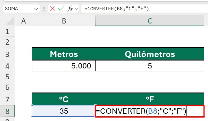 Converter UNIDADES DE MEDIDA no Excel