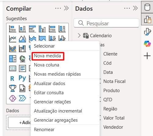 Criando Nova Medida no Power BI