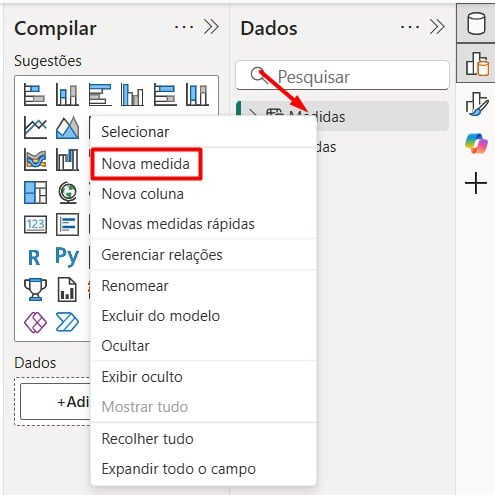 Criando Nova Medida no Power BI