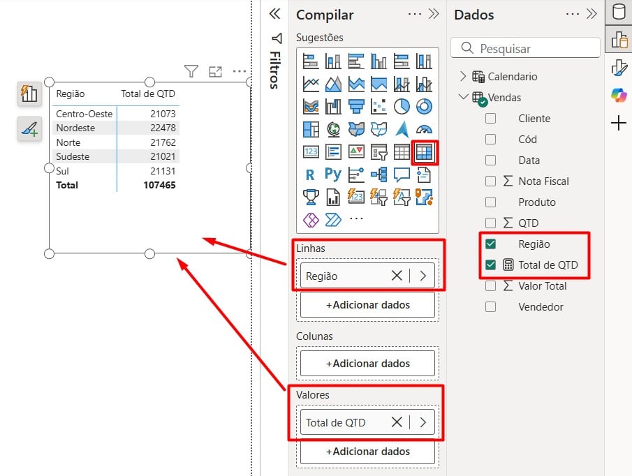 Criando Visual de Tabela no Power BI