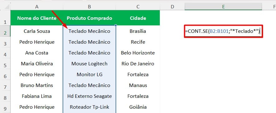 Função CONT.SE no Excel