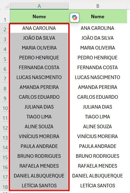 Colando Valores no Excel