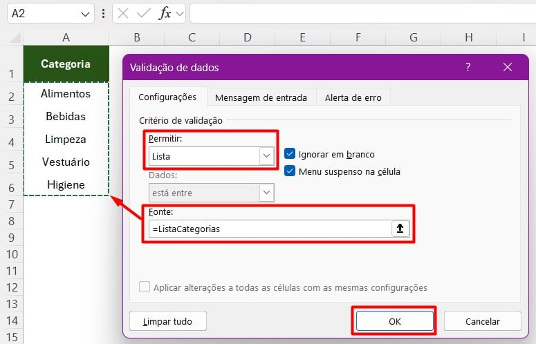 Validação de Dados no Excel
