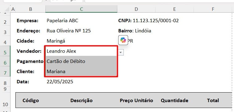 Lista Suspensa no Excel