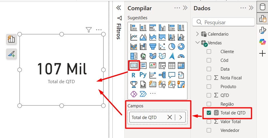 Resultado da DAX SUM no Power BI