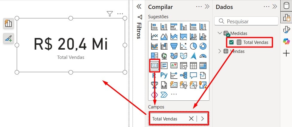 Resultado da DAX SUM no Power BI