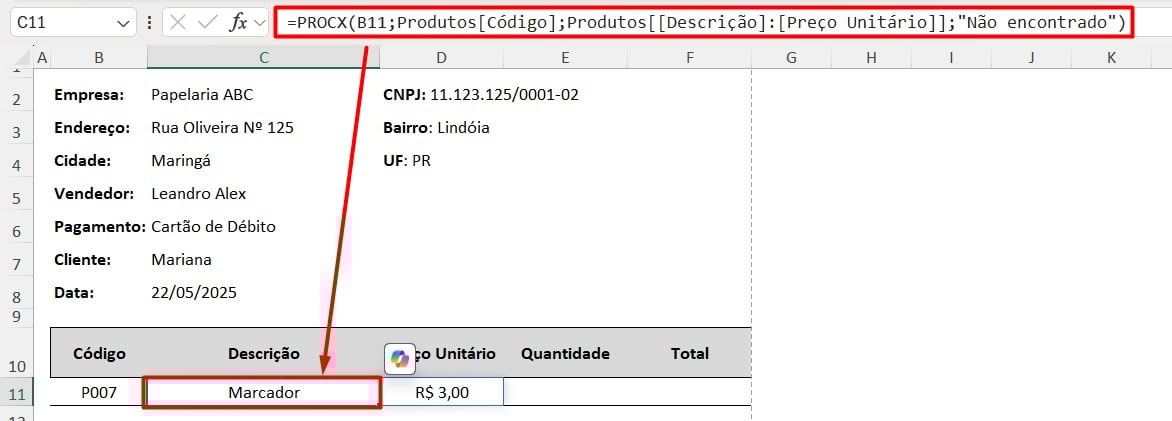 Aplicando Função PROCX no Excel