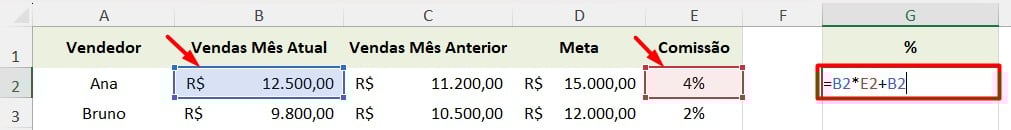 Aplicando Porcentagem a um Valor no Excel