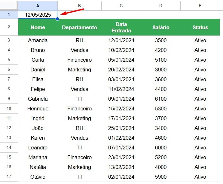 Atalho para Acessar o Início da Planilha no Google Sheets
