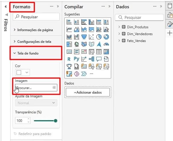 Incluindo Tela de Fundo no Power BI