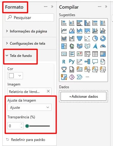 Ajustando Tela de Fundo no Power BI