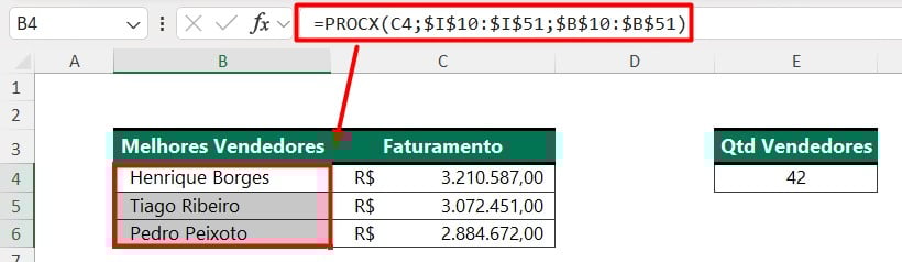 Função PROCX no Excel