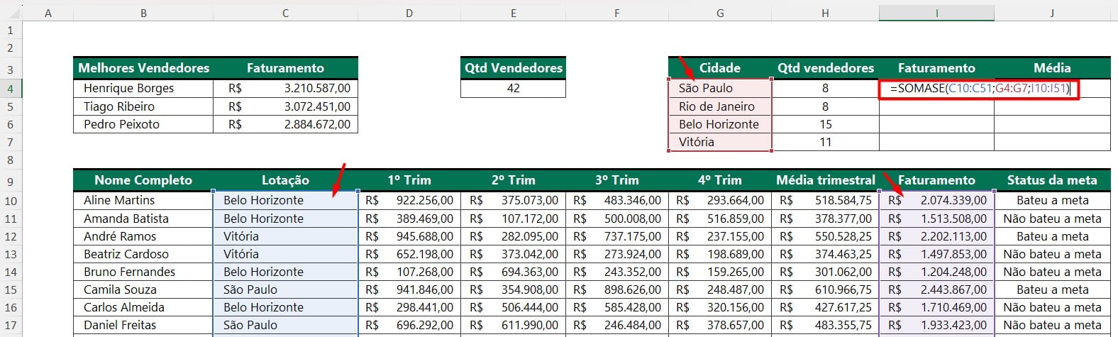 Função SOMASE no Excel