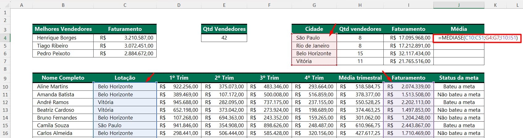 Função MÉDIASE no Excel