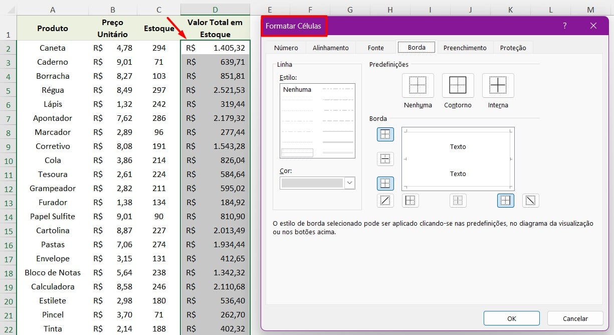 Atalho para Formatar Células no Excel