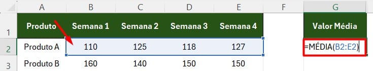 Calculando Média por Vendas de Produtos no Excel