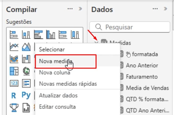 Criando Nova Medida no Power BI