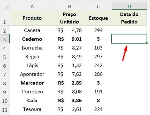 Selecionando Célula no Excel