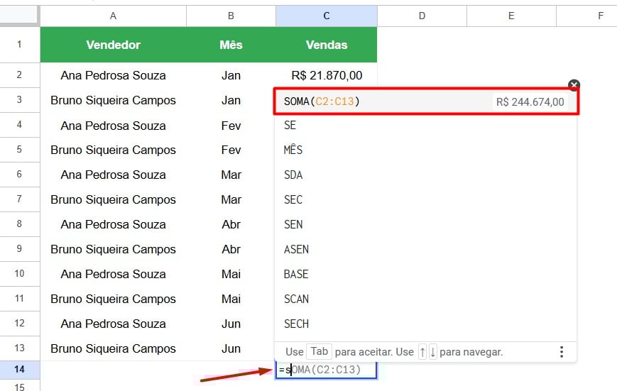 Sugestão de Fórmulas com IA no Google Sheets