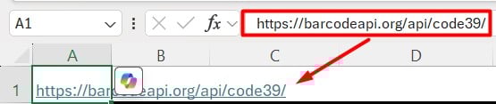 Colando a URL no Excel