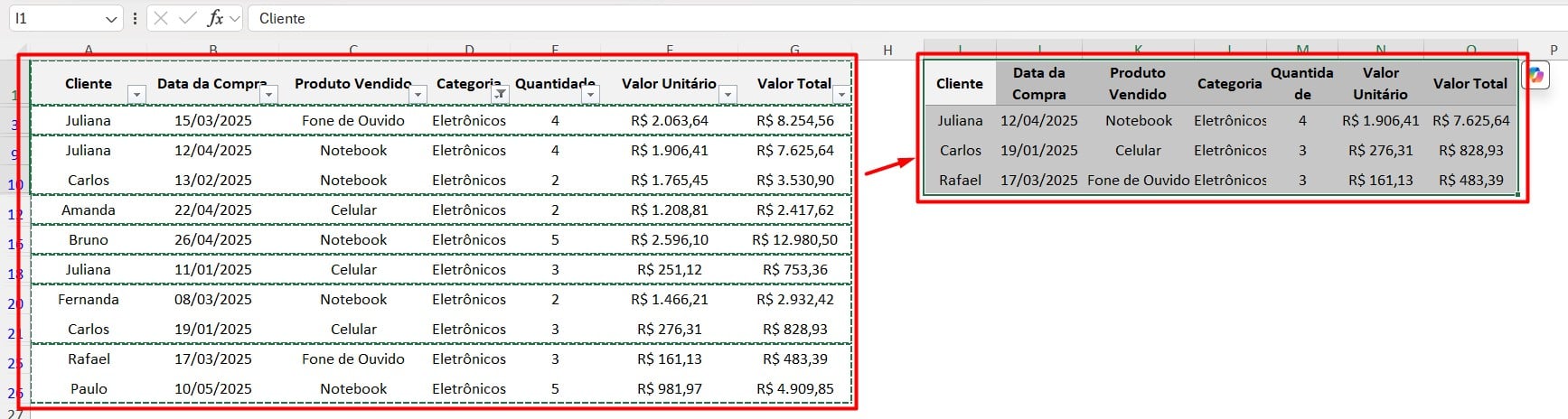 Copiando e Colando Dados Filtrados no Excel
