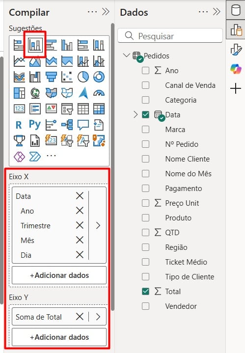 Criando Gráfico de Colunas no Power BI