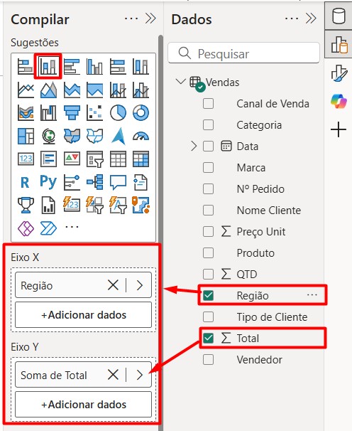 Criando Gráfico de Colunas no Power BI