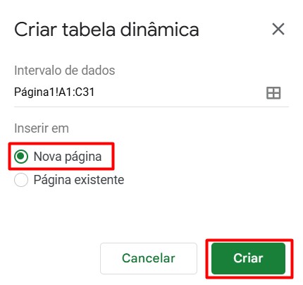 Criando Tabela Dinâmica no Google Sheets
