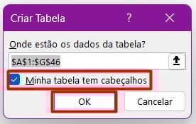 Formatando Dados como Tabela no Excel