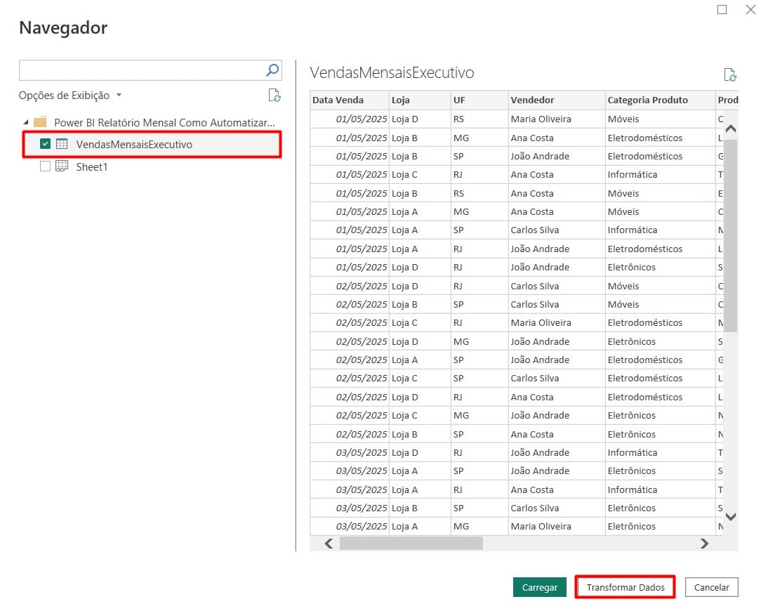 Importando Dados do Excel para o Power BI