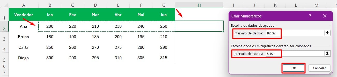 Inserindo Sparklines no Excel