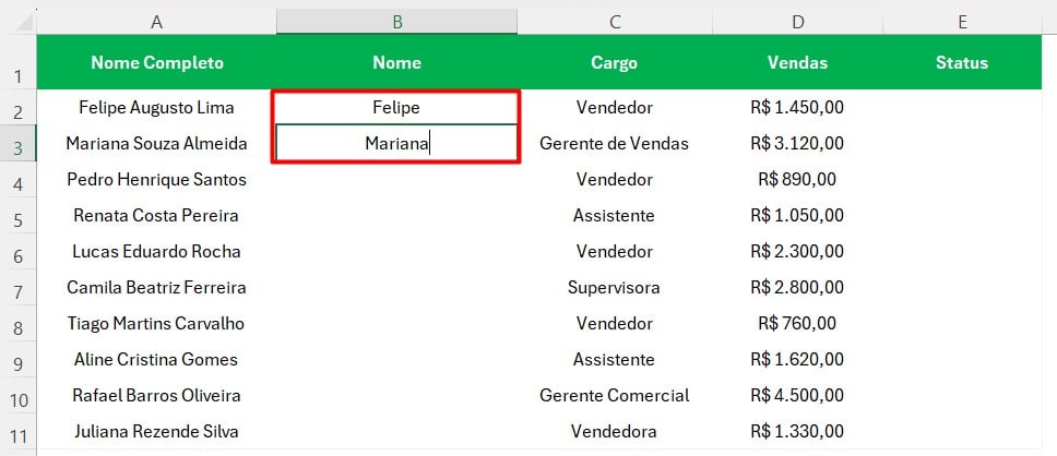 Preenchimento Relâmpago no Excel