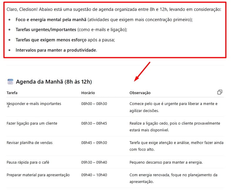 Resultado do Prompt Enviado ao ChatGPT
