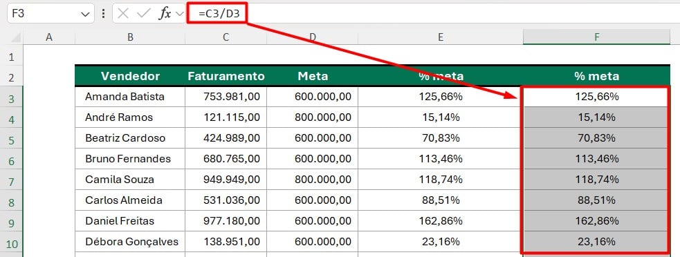 Calculando Porcentagem no Excel