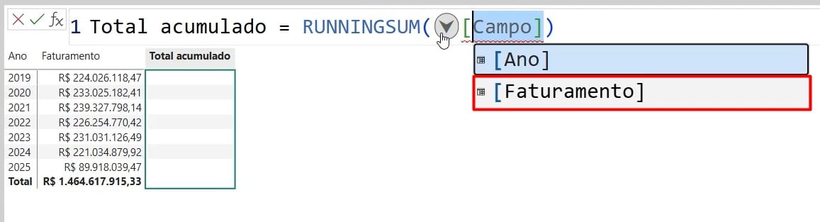 Cálculos de Visuais com Total Acumulado no Power BI